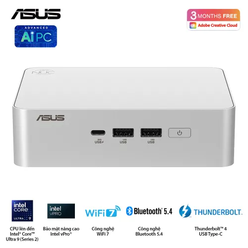 Máy tính Mini PC ASUS NUC 15 PRO+ NUC15CRS| Ultra 5 225H | 2xDDR5 | INTEL ARC GPU | 2xNVMe | 2xHDMI | 2xTHUNDERBOLT | WIFI7 BE201 | RJ45 | nOS | RNUC15CRSU500000I